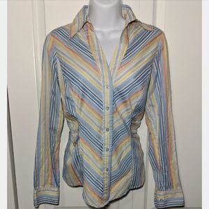 Ny&Co pastel striped button up shirt